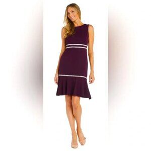 R&M Richards Knee Length Cocktail Dress W/Rhinestone & Bottom Ruffle size 14